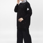 10457 PUANE İKİ İPLİK KUMAŞ SİM DETAYLI VE TAŞLI SWEATSHIRT-SİYAH