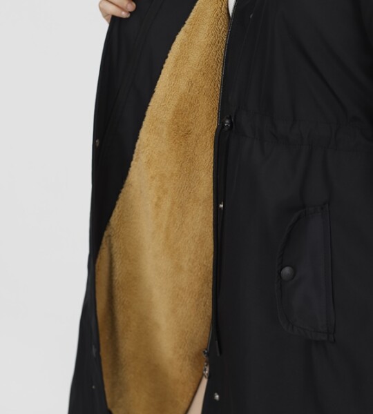 11011 Bondit Kumaş Büyük Beden Orta Boy Kaban-SİYAH