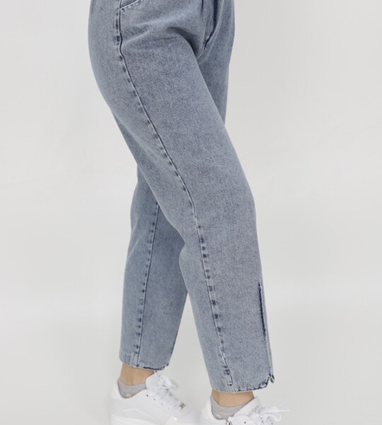 18157 Puane Beli Lastikli Paçası Dikiş Detaylı Mom Jeans Pantolon