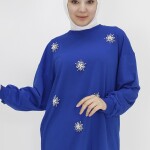 20001 Taş ve İnci Detaylı İki İplik Sweatshirt-SAKS