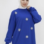 20001 Taş ve İnci Detaylı İki İplik Sweatshirt-SAKS