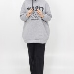 23140 Iowa State Baskili Kapişonlu Sweatshirt-GRİ