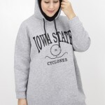 23140 Iowa State Baskili Kapişonlu Sweatshirt-GRİ