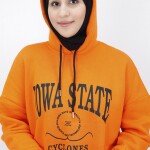 23140 Iowa State Baskili Kapişonlu Sweatshirt-ORANJ