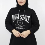 23140 Iowa State Baskili Kapişonlu Sweatshirt-SİYAH