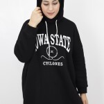 23140 Iowa State Baskili Kapişonlu Sweatshirt-SİYAH