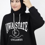 23140 Iowa State Baskili Kapişonlu Sweatshirt-SİYAH