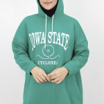 23140 Iowa State Baskili Kapişonlu Sweatshirt-YEŞİL