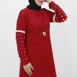 2356 Lazer Kesim Kol Detayli Aerobin Tunik-BORDO