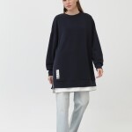 10613  Modal Kumaş Arma ve Fermuar Detaylı Sweatshirt-Lacivert