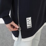 10613  Modal Kumaş Arma ve Fermuar Detaylı Sweatshirt-Lacivert