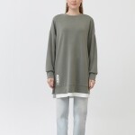 10613  Modal Kumaş Arma ve Fermuar Detaylı Sweatshirt-Gri