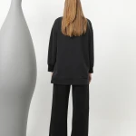 20602 Puane Modal Kumaş Cep Detaylı Takım-SİYAH