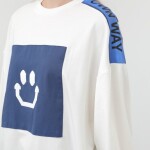 20623  İki İplik Kumaş Smile Baskılı Oversize Tesettür Sweatshirt-Ekru