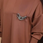 10717 Puane Scuba Kumaş Aksesuar Detaylı Sweatshirt-KAHVE