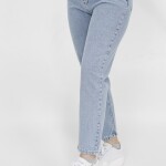 28117 Puane Paçası Taş Detaylı Mom Jeans Pantolon