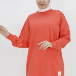 30644 Puane Iki Iplik Kumaş Basic Tunik Sweatshirt-SOMON