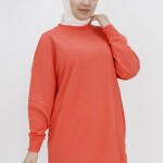 30644 Puane Iki Iplik Kumaş Basic Tunik Sweatshirt-SOMON