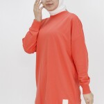 30644 Puane Iki Iplik Kumaş Basic Tunik Sweatshirt-SOMON