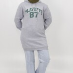 3594 Baskılı 3iplik Içi Pamuklu Sweatshirt-GRİ