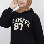 3594 Baskılı 3iplik Içi Pamuklu Sweatshirt-SİYAH