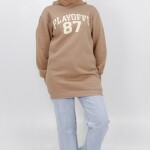 3594 Baskılı 3iplik Içi Pamuklu Sweatshirt-VİZON