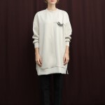 10717 Puane Scuba Kumaş Aksesuar Detaylı Sweatshirt-BEJ