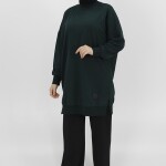 30644 Puane 2 İplik Kumaş Basic Sweatshirt-Haki