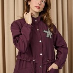 10741 Puane Taş Detaylı Paraşüt Kumaş Trenç Gömlek-MOR