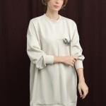 10717 Puane Scuba Kumaş Aksesuar Detaylı Sweatshirt-BEJ