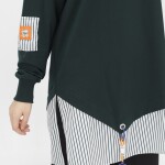 10392 Puane Gömlek Garnili 2 İp Kumaş Sweatshirt-Haki