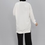 10348 Puane Taş Detaylı 2 İp Kumaş Sweatshirt-Ekru