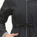 9001 Bondit Kumaş Uzun Boy Trençkot-Lacivert