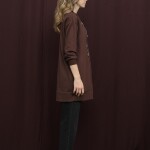 10735 Puane 2 İp Kumaş Fermuar Detaylı Sweatshirt-KAHVE