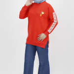 23009 Kolları Nakış Detaylı 2 İplik Sweatshirt