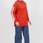 23009 Kolları Nakış Detaylı 2 İplik Sweatshirt