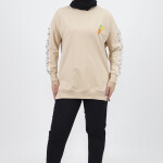 23009 Kolları Nakış Detaylı 2 İplik Sweatshirt