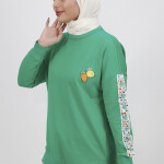 23009 Kolları Nakış Detaylı 2 İplik Sweatshirt