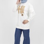 71102 Taş ve Yazı Detaylı 2 İplik Kumaş Sweatshirt