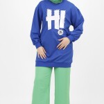 71102 Taş ve Yazı Detaylı 2 İplik Kumaş Sweatshirt