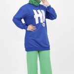 71102 Taş ve Yazı Detaylı 2 İplik Kumaş Sweatshirt