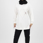 2196 Taş Desenli 2 İplik Kumaş Sweatshirt