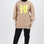 71102 Taş ve Yazı Detaylı 2 İplik Kumaş Sweatshirt