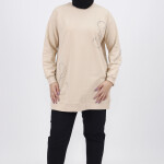 2081 İnci Taş Detaylı 2 İplik Kumaş Sweatshirt