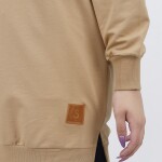 30644 Puane 2 İplik Kumaş Basic Sweatshirt-camel