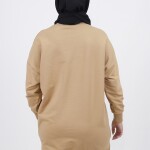 30644 Puane 2 İplik Kumaş Basic Sweatshirt-camel