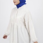 71098 Beli ve Omuzu Fırfır Detaylı Poplin Kumaş Tunik Gömlek