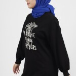 71105 İnci ve Nakış Detaylı 2 İplik Kumaş Sweatshirt