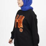 71102 Taş ve Yazı Detaylı 2 İplik Kumaş Sweatshirt