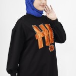 71102 Taş ve Yazı Detaylı 2 İplik Kumaş Sweatshirt